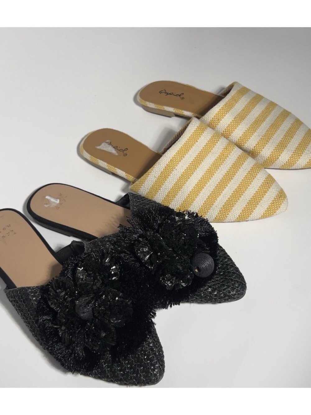 A New Day & Qupid Women’s Mules Lot of 2 Black Yellow Sizes 6.5 & 7